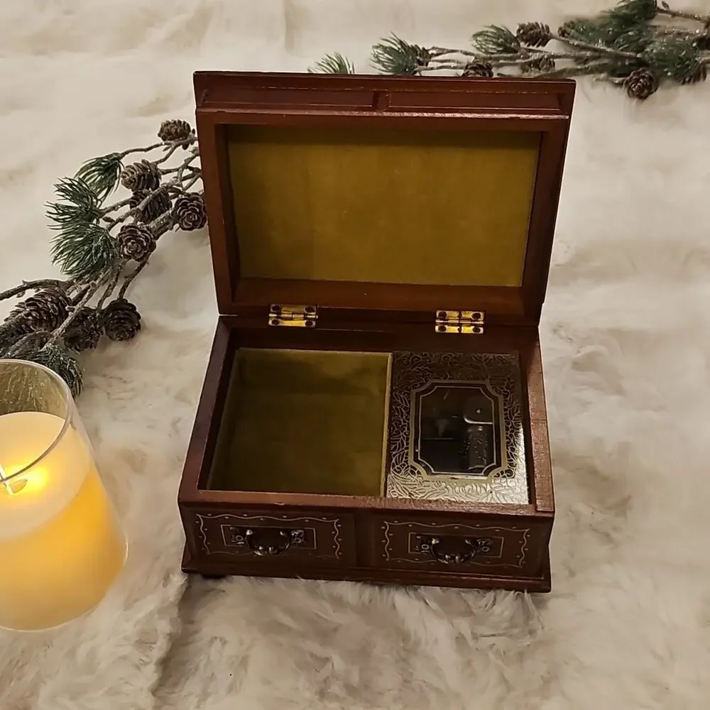 Vintage Linden Hummel Vintage Music Jewelry Wooden Box Lara's Theme & Edelweiss